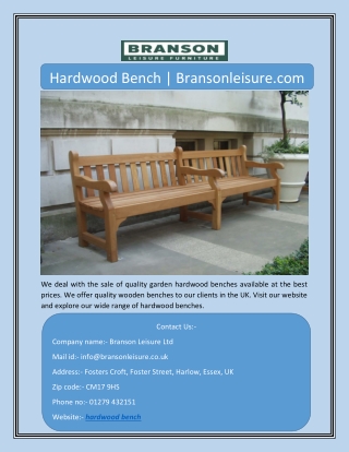 Hardwood Bench | Bransonleisure.com