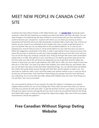 MEET NEW PEOPLE IN CANADA CHAT SITE