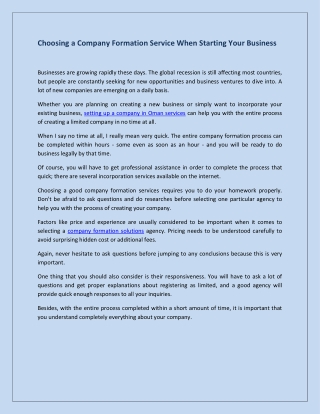 Choosing a Company Formation Service When Starting Your Business
