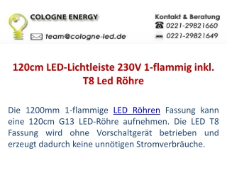 120cm LED-Lichtleiste 230V 1-flammig inkl. T8 Led Röhre