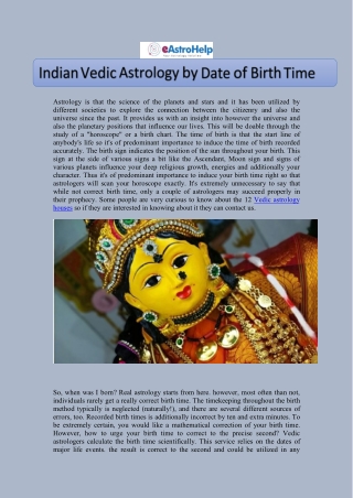 Indian Vedic Astrology by Date of Birth Time