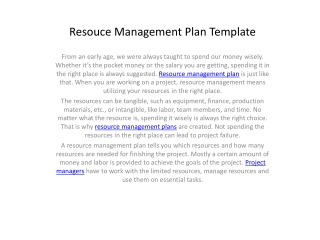 Resouce Management Plan Template