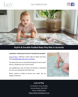 Stylish & Durable Padded Baby Play Mat in Australia