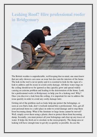 Leaking Roof Hire professional roofer in Bridgemary
