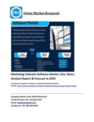Marketing Calendar Software Market Trends, Size, Competitive Analysis and Foreca