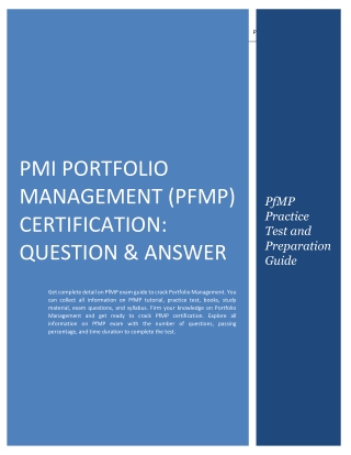 PMI Portfolio Management (PfMP) Certification: Question & Answer