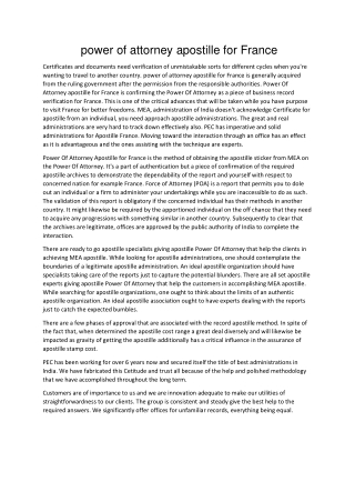 power of attorney apostille for france