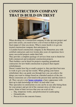 CONSTRUCTION COMPANY     THAT IS BUILD ON TRUST