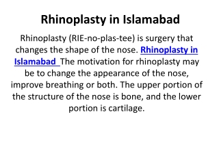 Rhinoplasty in Islamabad
