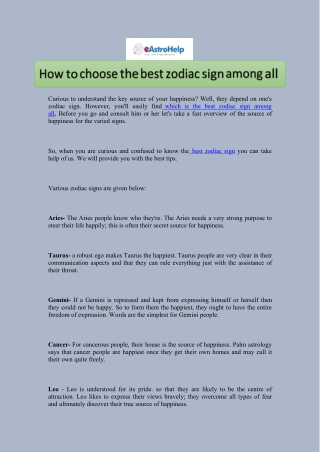 How to choose the best zodiac sign among all
