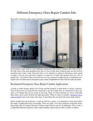 Different Emergency Glass Repair Camden Jobs