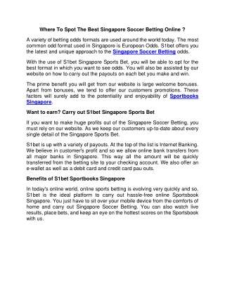 Where To Spot The Best Singapore Soccer Betting Online-converted