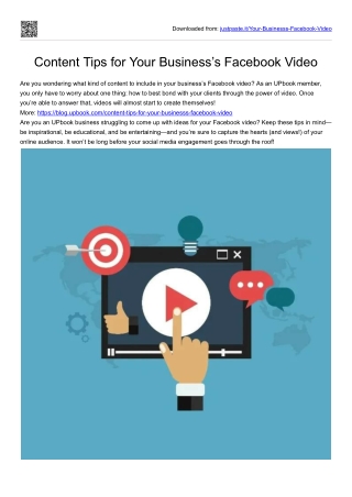 Content Tips for Your Business’s Facebook Video