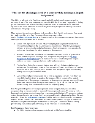 What are the challenges faced by a student while making an English Assignment