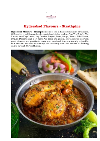 5% Off - Hyderabad Flavours Indian Restaurant Menu Strathpine, QLD