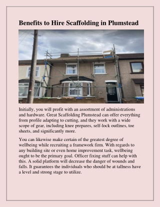 Get the best Scaffolding Hire in Plumstead