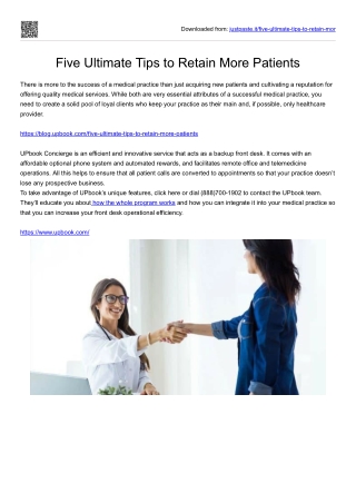 Five Ultimate Tips to Retain More Patients
