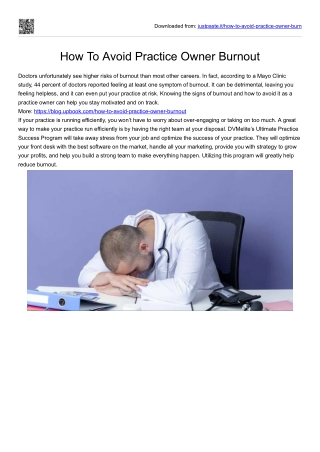 How To Avoid Practice Owner Burnout