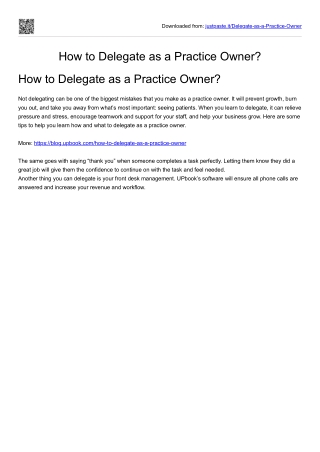 How to Delegate as a Practice Owner