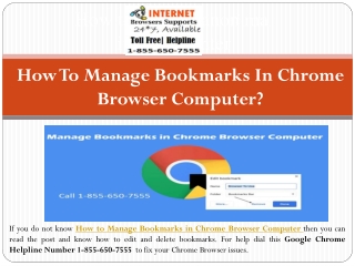 Call 1-855-650-7555- How to Manage Bookmarks in Chrome Browser Computer