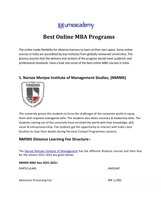 Best Online MBA Programs