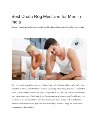 Best Dhatu Rog Medicine for Men in India