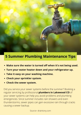 5 Summer Plumbing Maintenance Tips