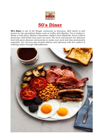 5% Off - 50's Diner burger Restaurant Menu Scarness, QLD