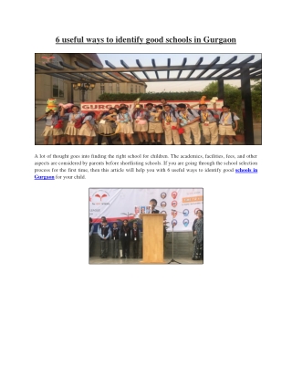 6 useful ways to identify good schools in Gurgaon