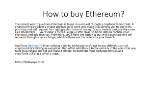 How to buy Ethereum