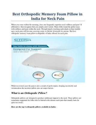 Best Orthopedic Memory Foam Pillow in India for Neck Pain