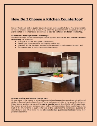 How Do I Choose a Kitchen Countertop?