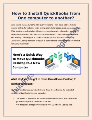 How to Transfer Quickbooks From Old Computer to New Computer?