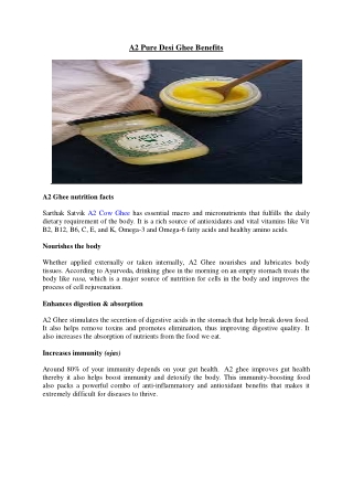 A2 Ghee Benefits