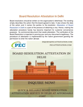 Board Resolution Attestation In Delhi content