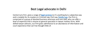 Best Legal advocate in Delhi