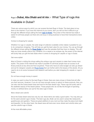 Rugs in Dubai, Abu Dhabi and Al Ain .