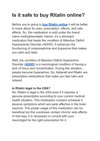 Is it safe to buy Ritalin online_