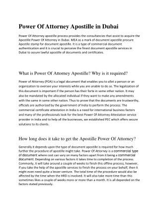 PPT - Power Of Attorney Apostille in Dubai PowerPoint Presentation