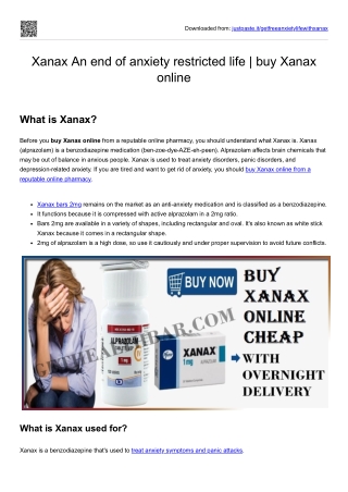 Xanax An end of anxiety restricted life  buy Xanax online