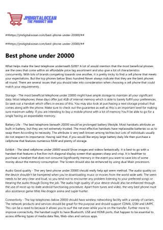 Best phone under 20000