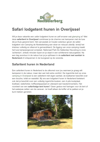 Camping de Noetselerberg - Lodgetent Nederland