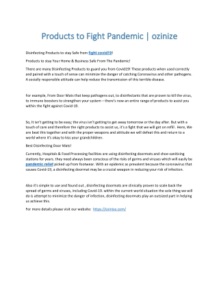 Products to Fight Pandemic | ozinize
