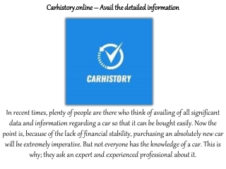Carhistory.online – Avail the detailed information