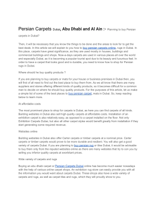 Persian Carpets Dubai, Abu Dhabi and Al Ain .