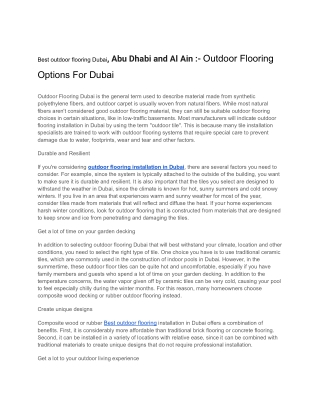 Best outdoor flooring Dubai, Abu Dhabi and Al Ain.