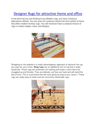 Designer Rugs for attractive Home and office