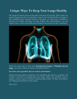 Unique Ways To Keep Your Lungs Healthy