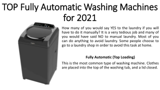 TOP Fully Automatic Washing Machines for 2021