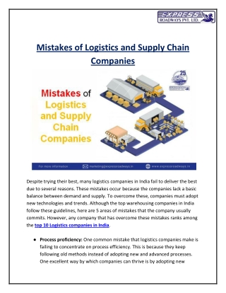 Mistakes of logistics and supply chain companies